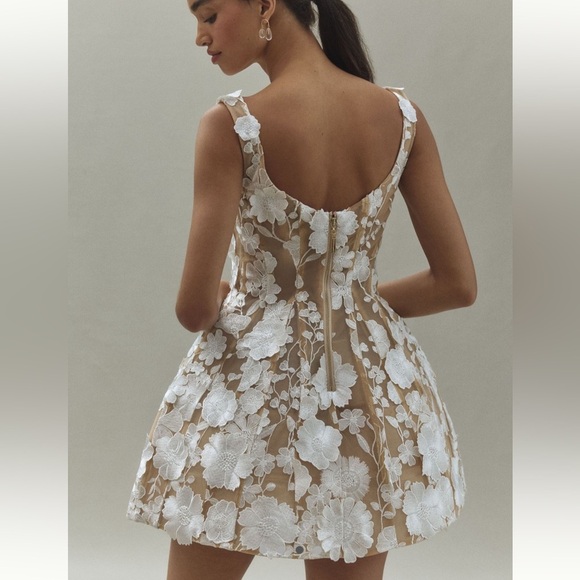 NWT Bronx and Banco Jasmine Scoop-Neck Fit & Flare Mesh Floral Mini Dress Small - Picture 2 of 10